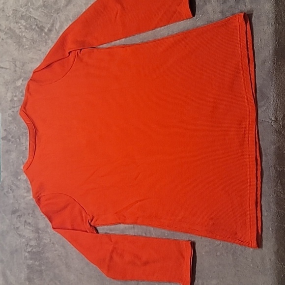 0457. NWOTs ~ Woman Within ~ Embroidered & Beaded ~ Thermal Henley ~ Orange - Picture 7 of 9